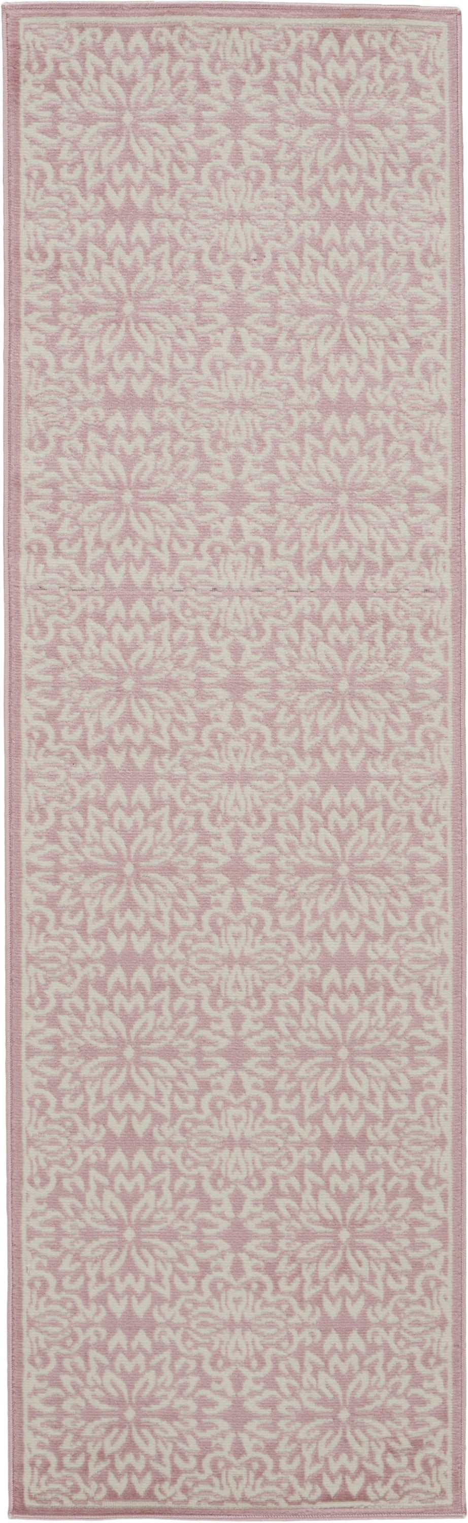 7' Pink Floral Power Loom Runner Rug