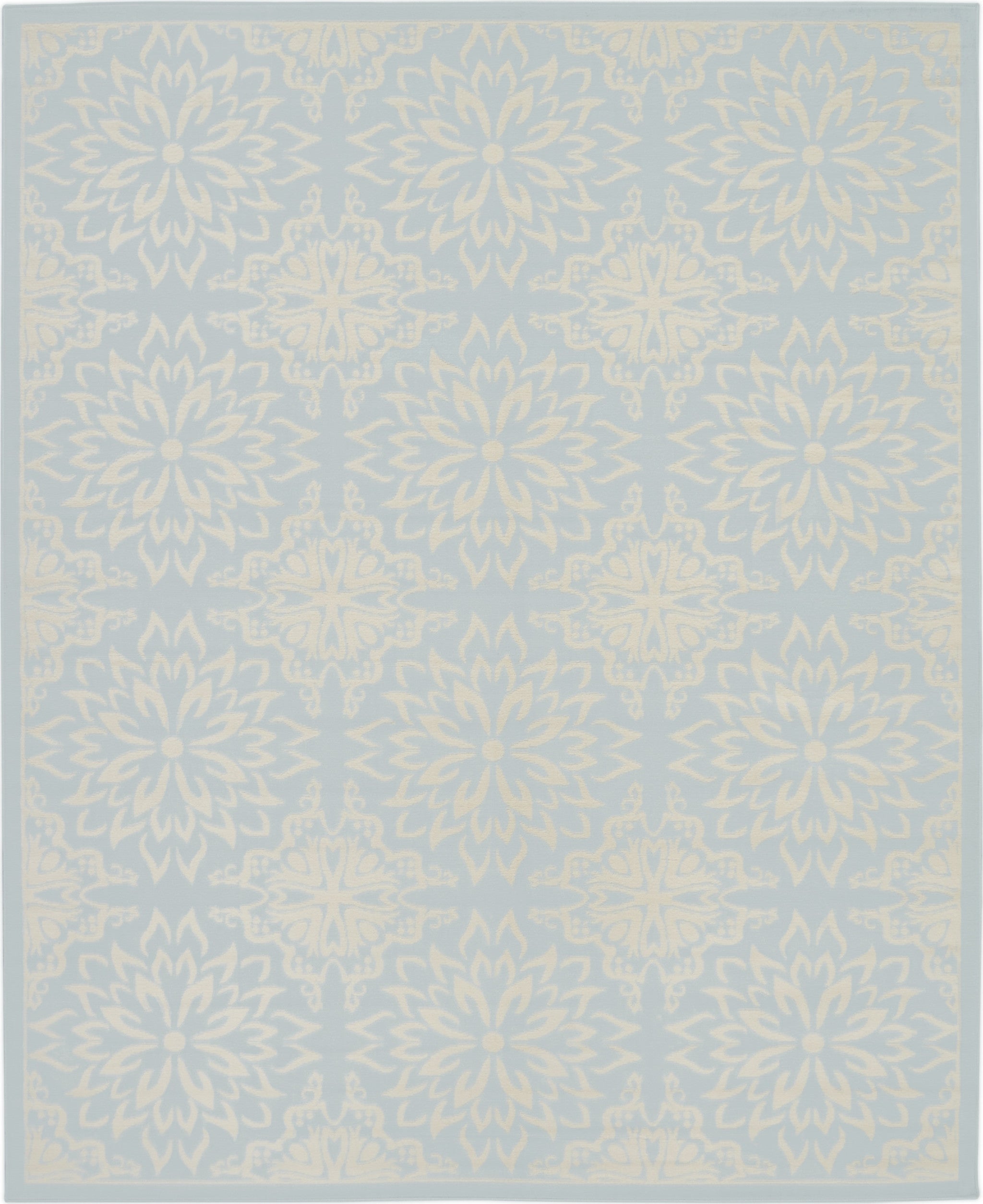 8' X 10' Light Blue Floral Power Loom Area Rug