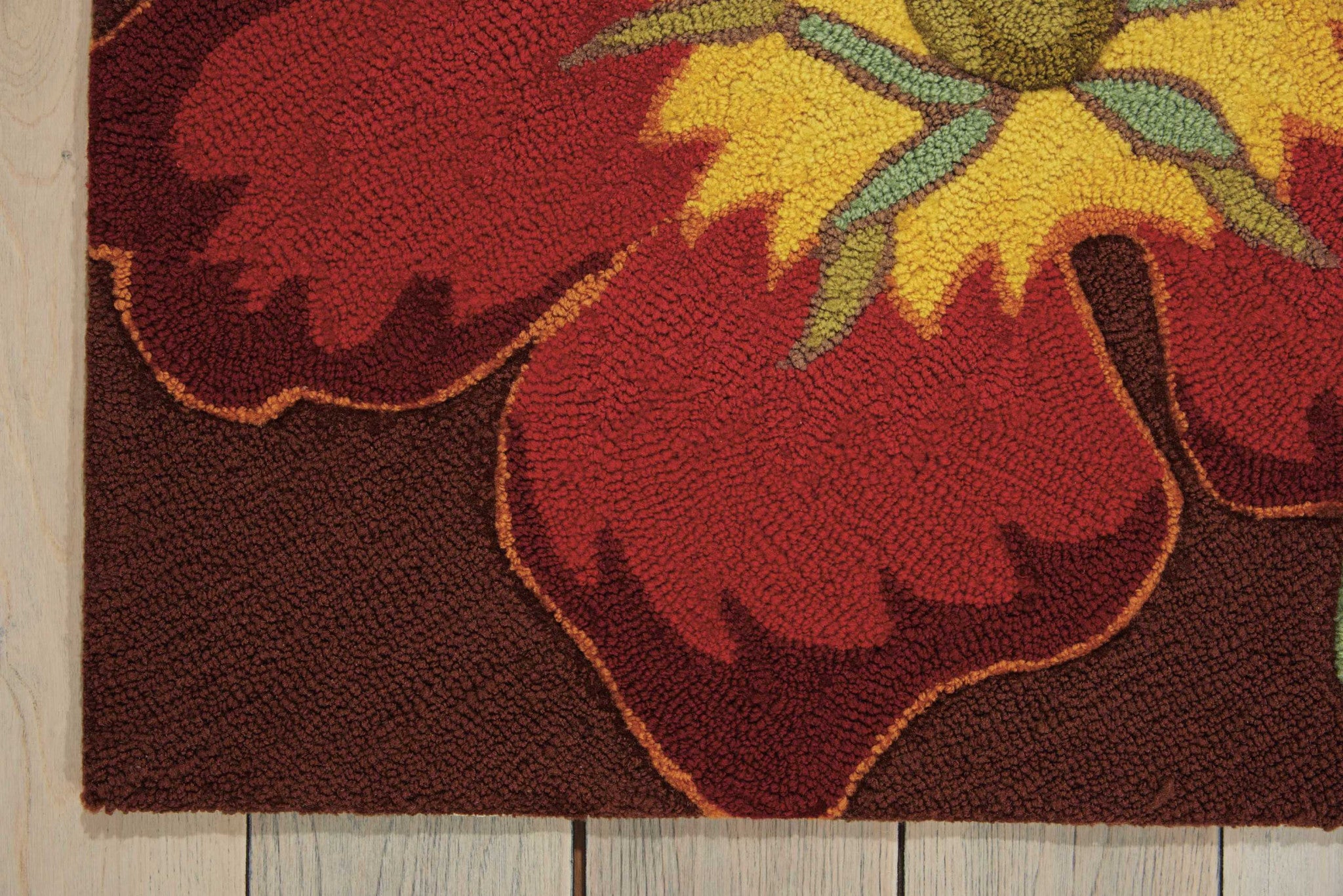 3' X 4' Brown Floral Hand Hooked Handmade Area Rug