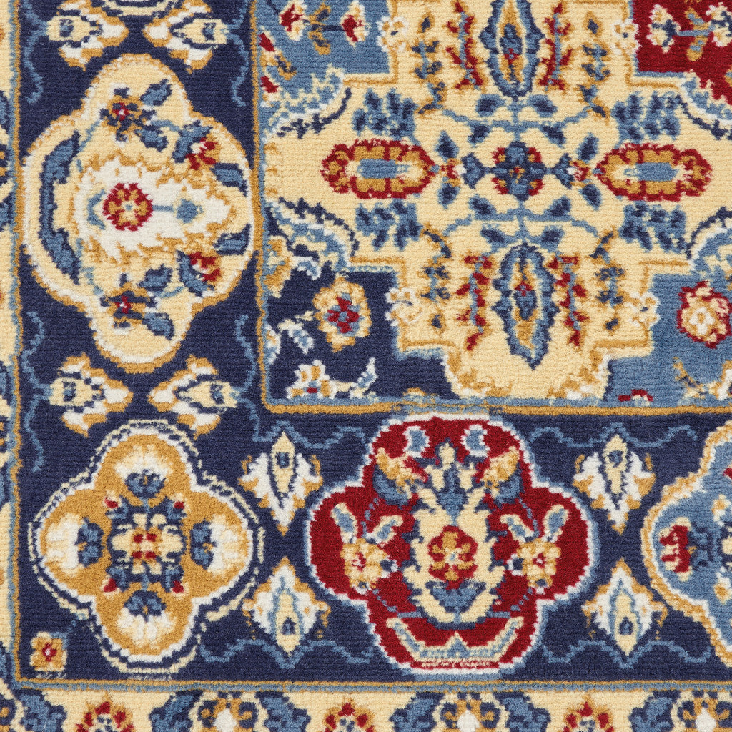 4' x 6' Blue Floral Power Loom Non Skid Area Rug