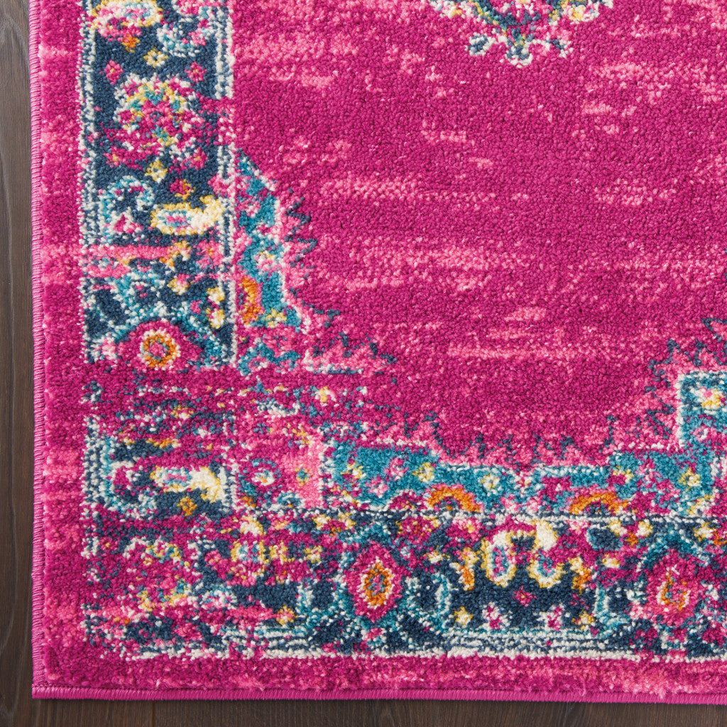 9' X 12' Fuchsia Floral Power Loom Area Rug