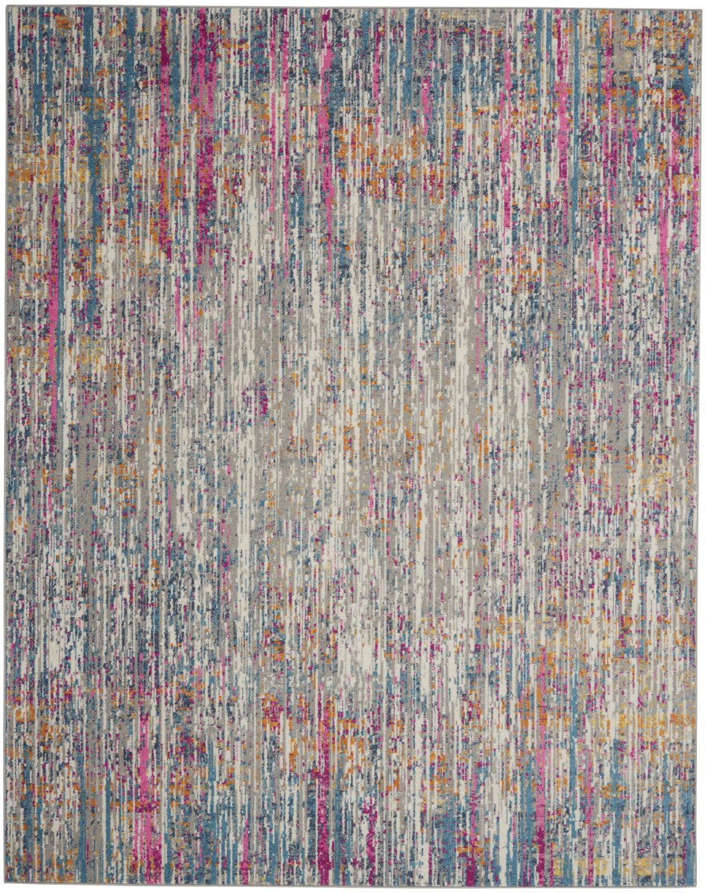 9' x 12' Ivory Abstract Power Loom Area Rug