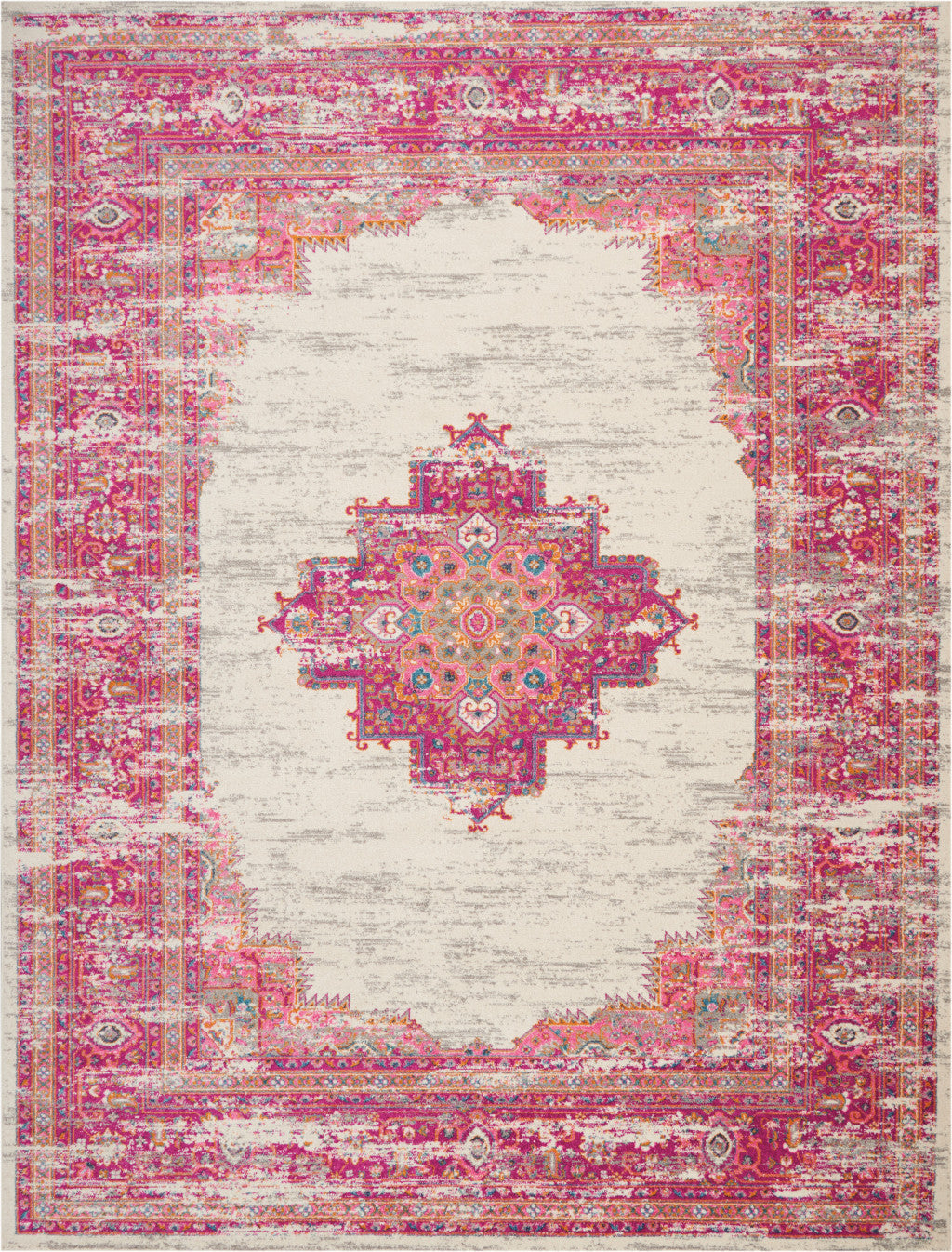 9' x 12' Pink Floral Power Loom Area Rug