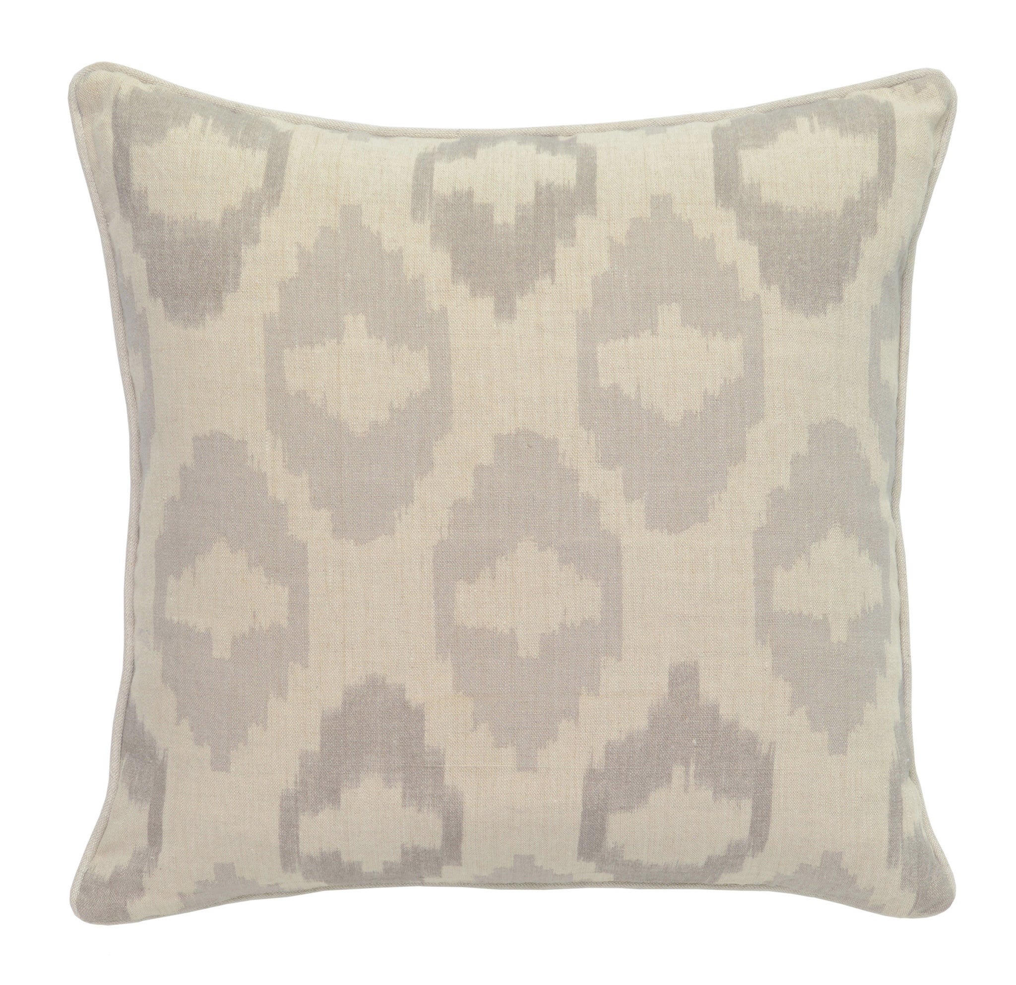 22" Gray Ikat Linen Down Blend Throw Pillow