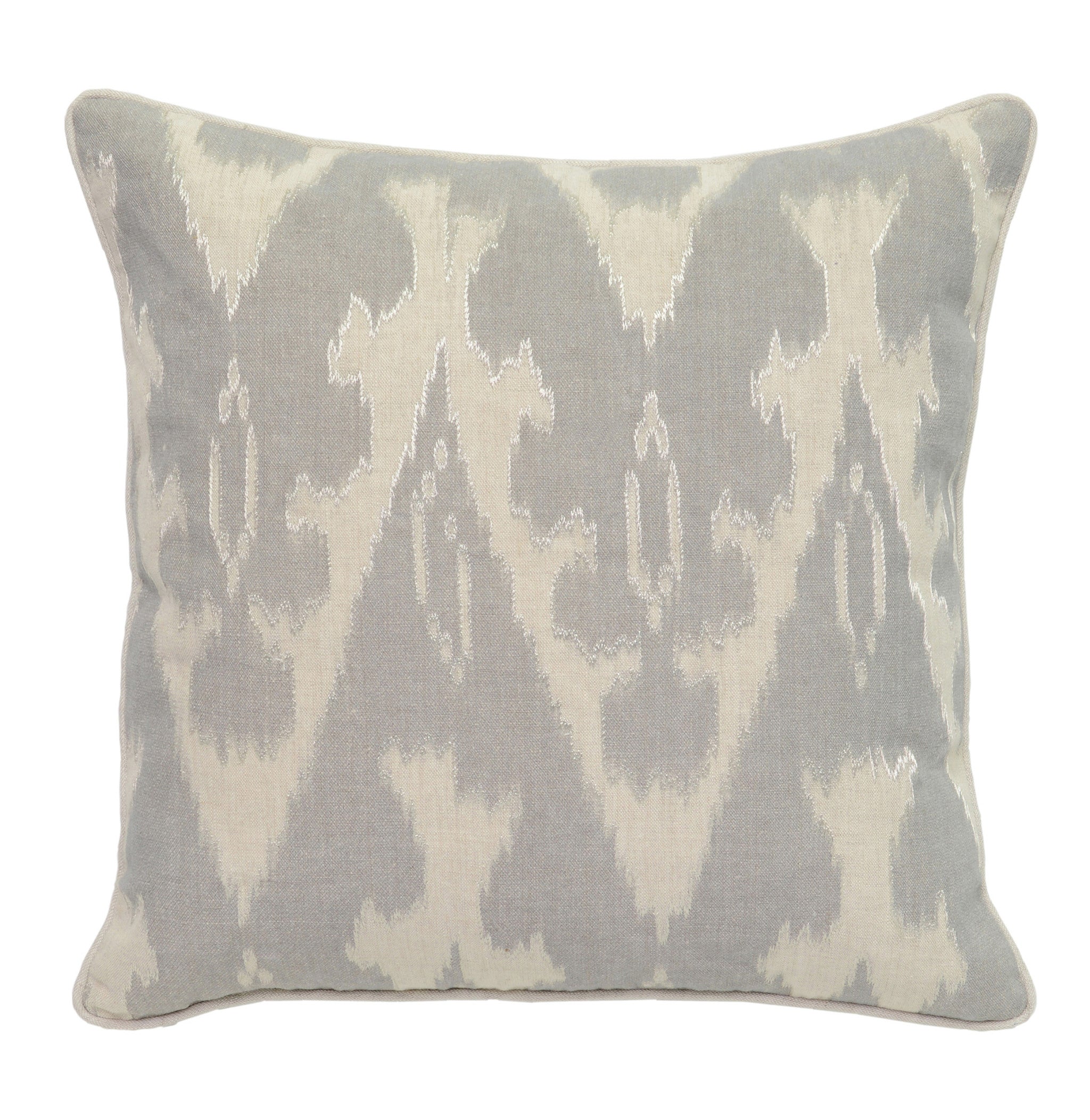 22" Gray Ikat Linen Down Blend Throw Pillow