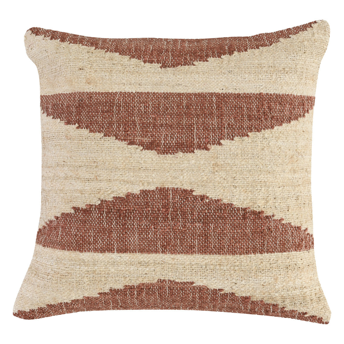 22" Copper Geometric Jute Down Blend Throw Pillow