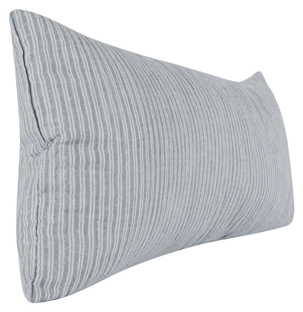 16" X 36" Blue Striped Linen Down Blend Throw Pillow