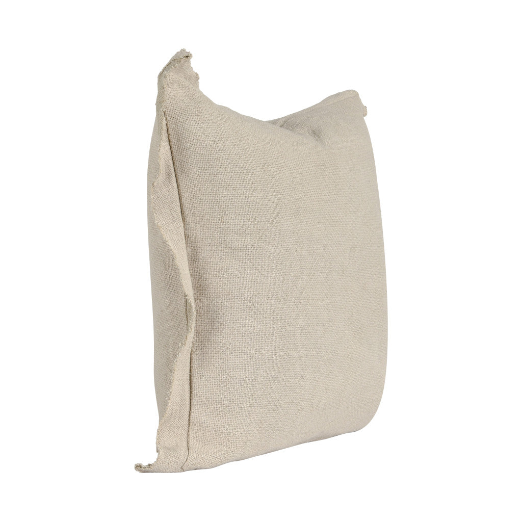 22" Beige Linen Down Blend Throw Pillow