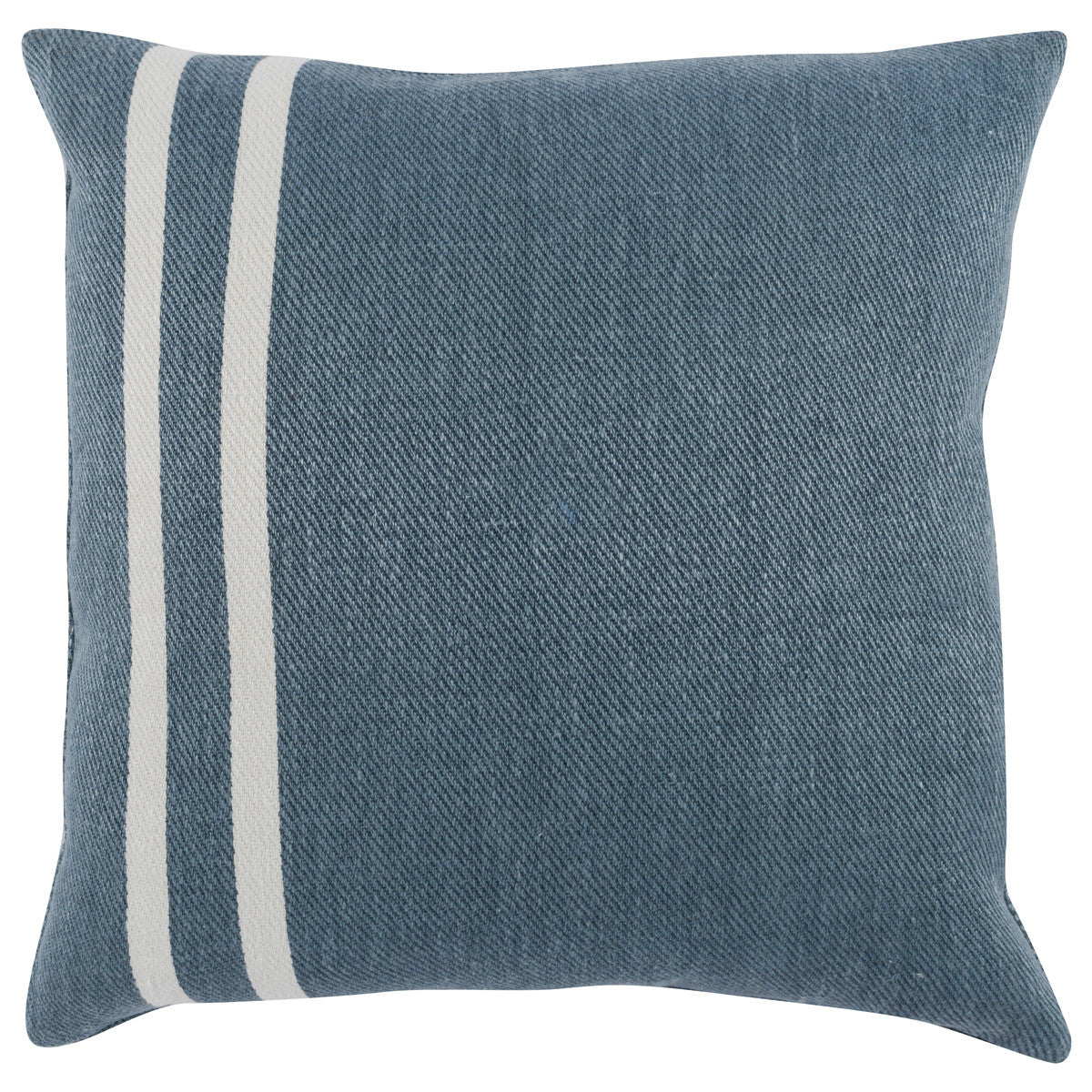 20" Blue Striped Linen Down Blend Throw Pillow