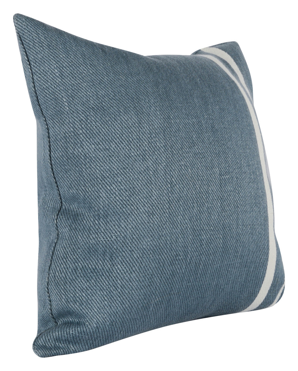 20" Blue Striped Linen Down Blend Throw Pillow