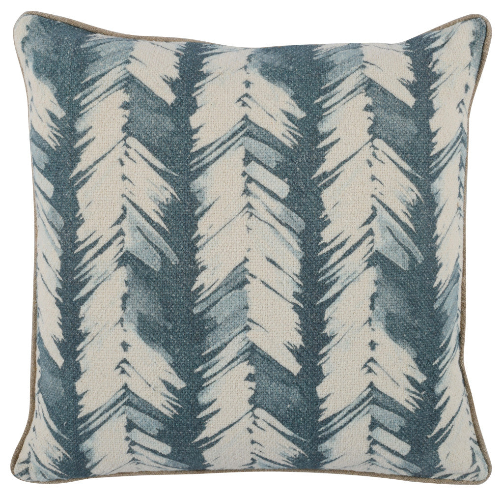 20" Blue Linen Down Blend Throw Pillow