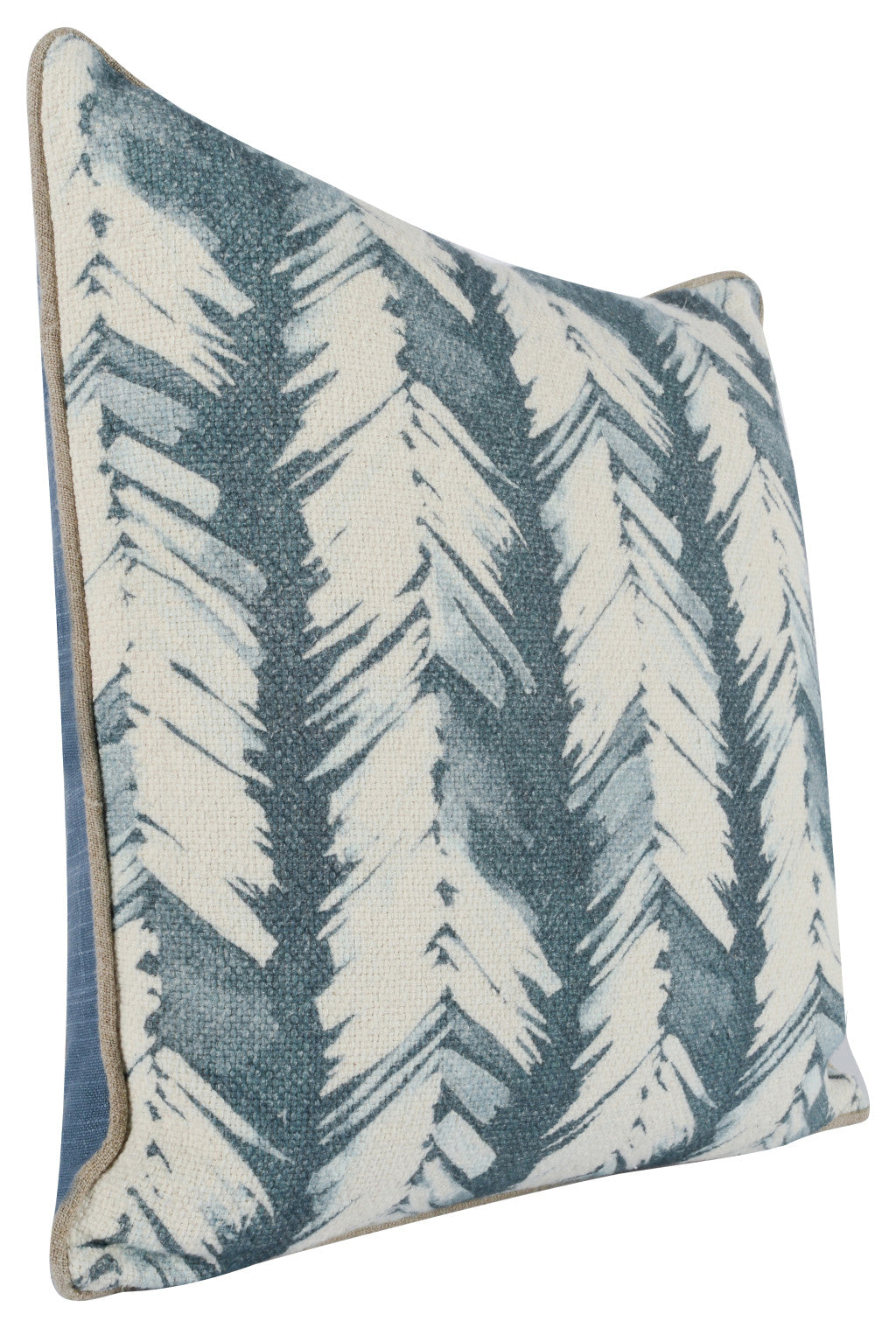 20" Blue Linen Down Blend Throw Pillow