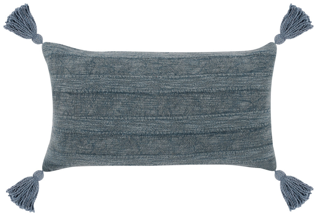 Blue Linen Down Blend Throw Pillow