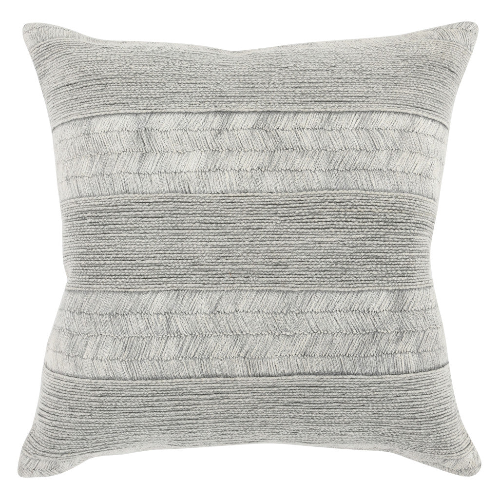 20" X 20" Gray 100% Cotton Zippered Pillow