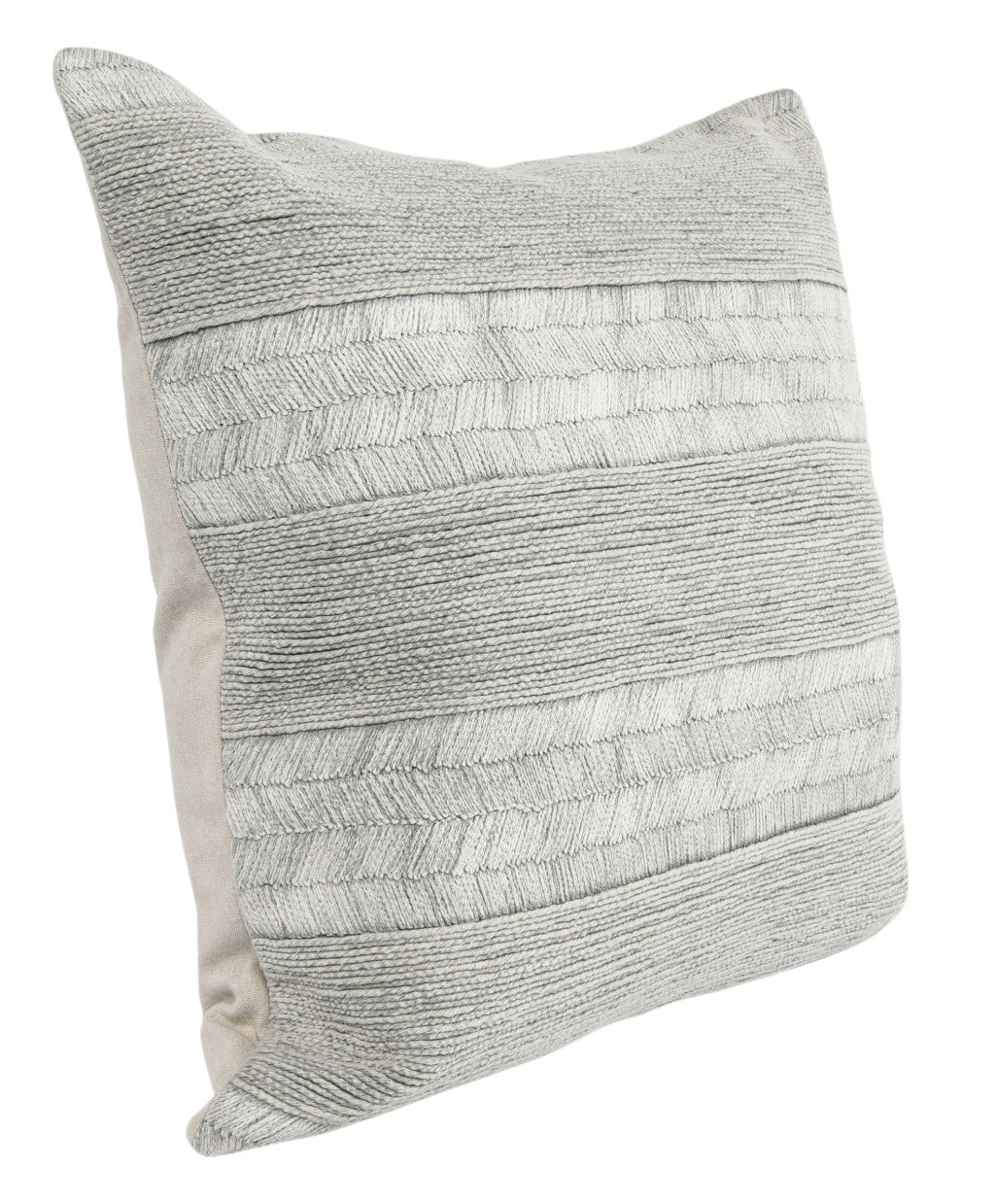 20" X 20" Gray 100% Cotton Zippered Pillow