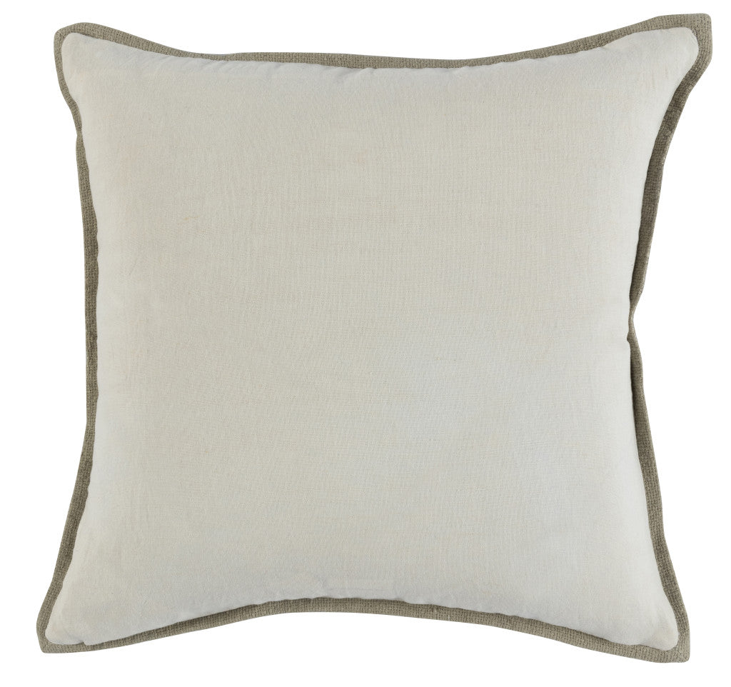 20" Blue Patterned Linen Down Blend Throw Pillow