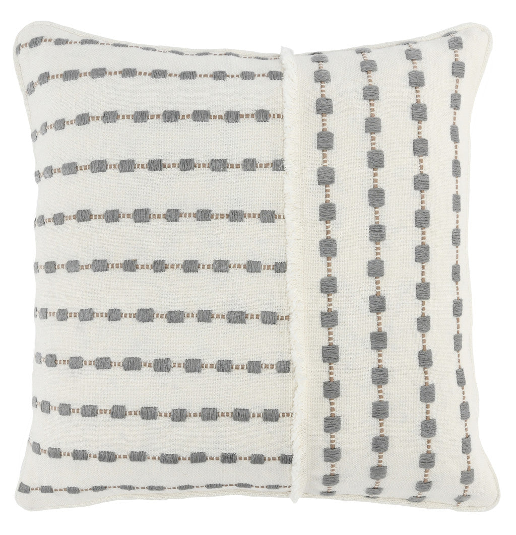 20" Gray Geometric Linen Down Blend Throw Pillow