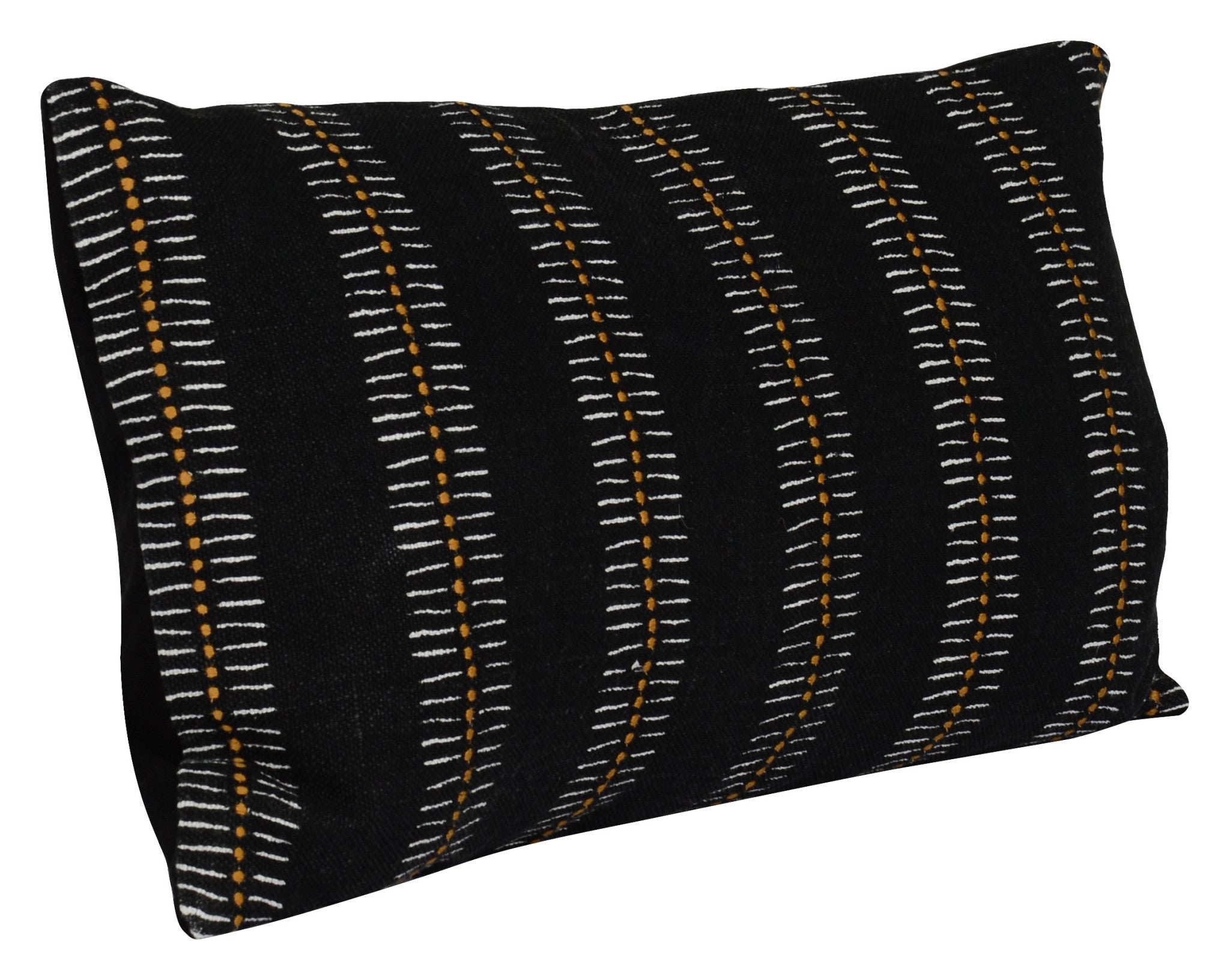 Black and Gold Striped Linen Down Blend Throw Pillow