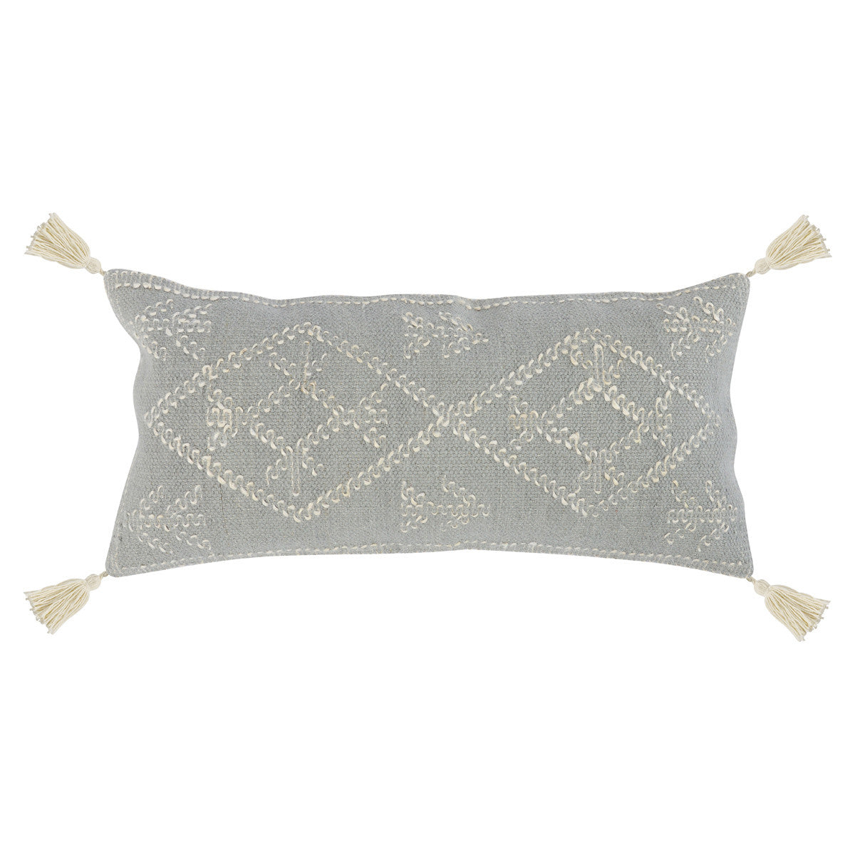 16" X 36" Gray Jute Down Blend Throw Pillow