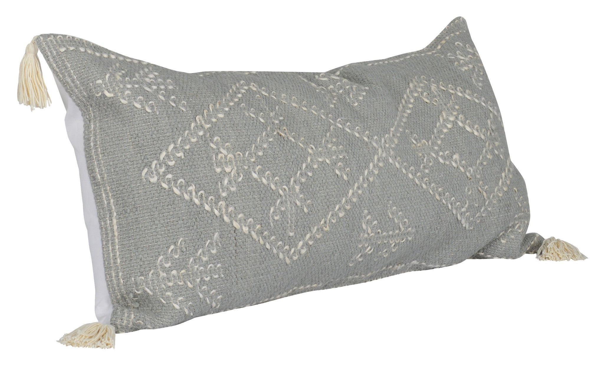 16" X 36" Gray Jute Down Blend Throw Pillow