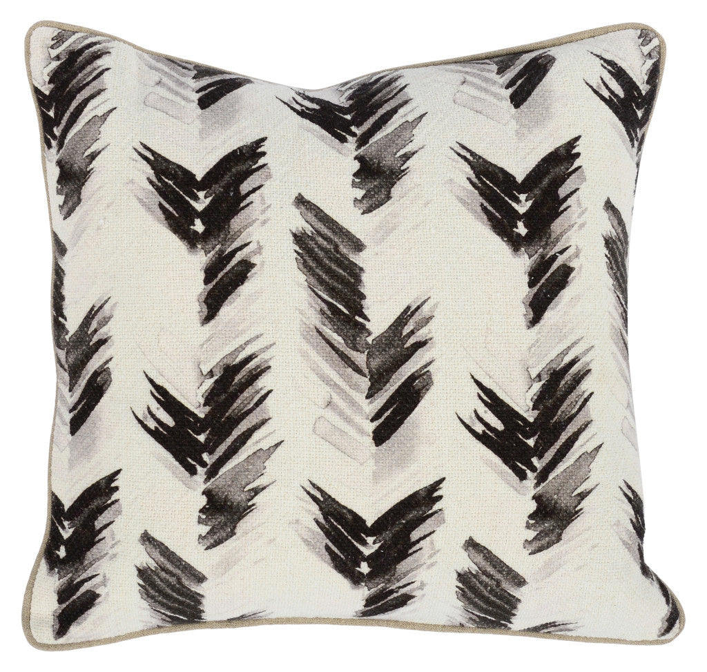 20" Black and Gray Linen Down Blend Throw Pillow