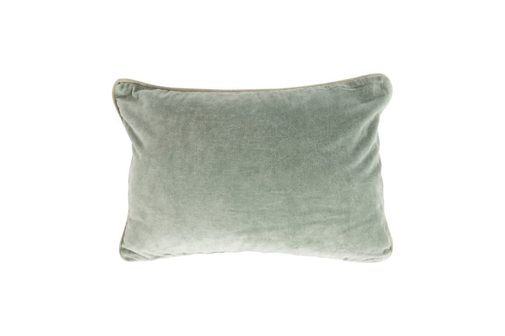 14" X 20" Green Cotton Down Blend Throw Pillow