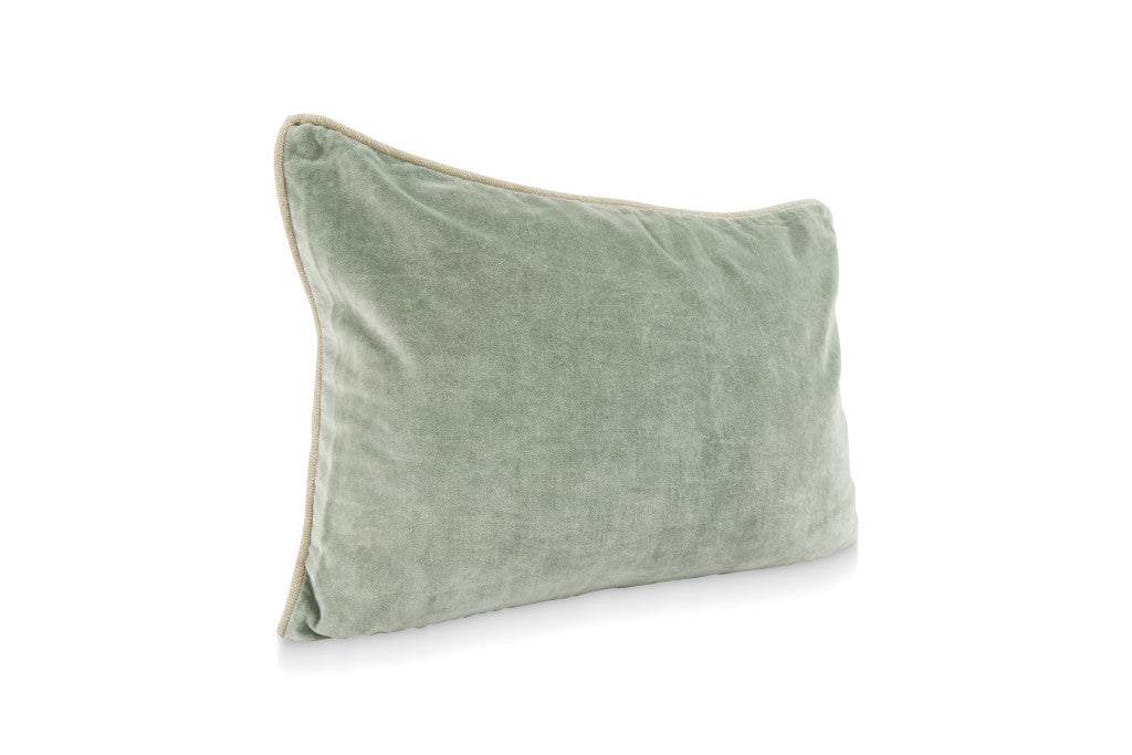 14" X 20" Green Cotton Down Blend Throw Pillow