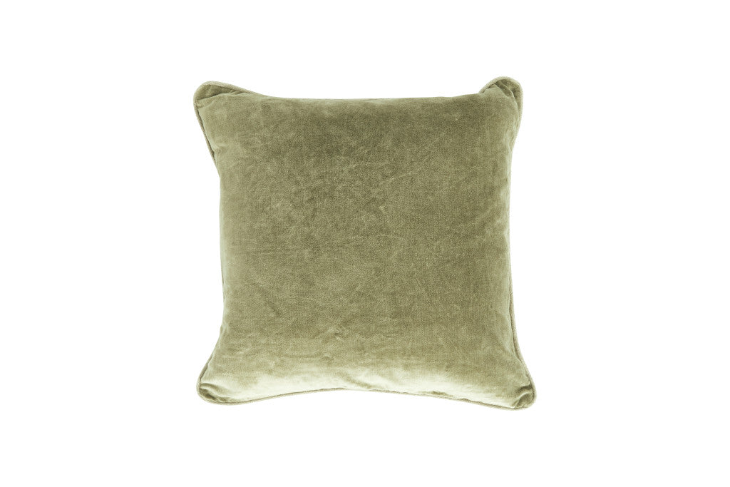 18" Green Cotton Down Blend Throw Pillow