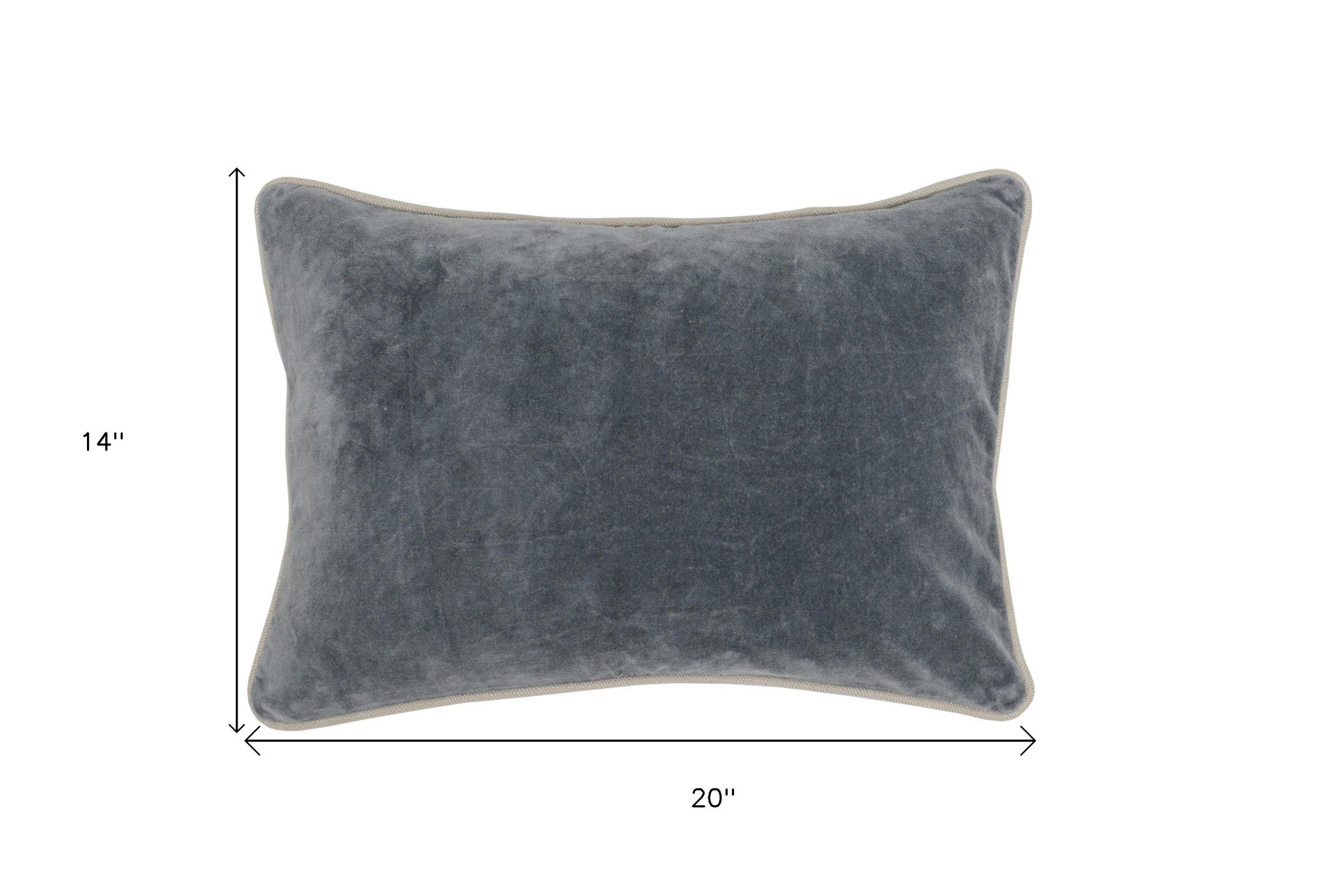 14" X 20" Gray Cotton Down Blend Throw Pillow