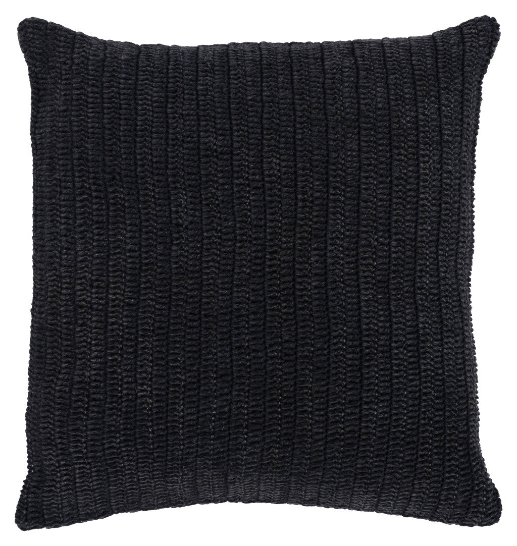 22" Black Linen Down Blend Throw Pillow