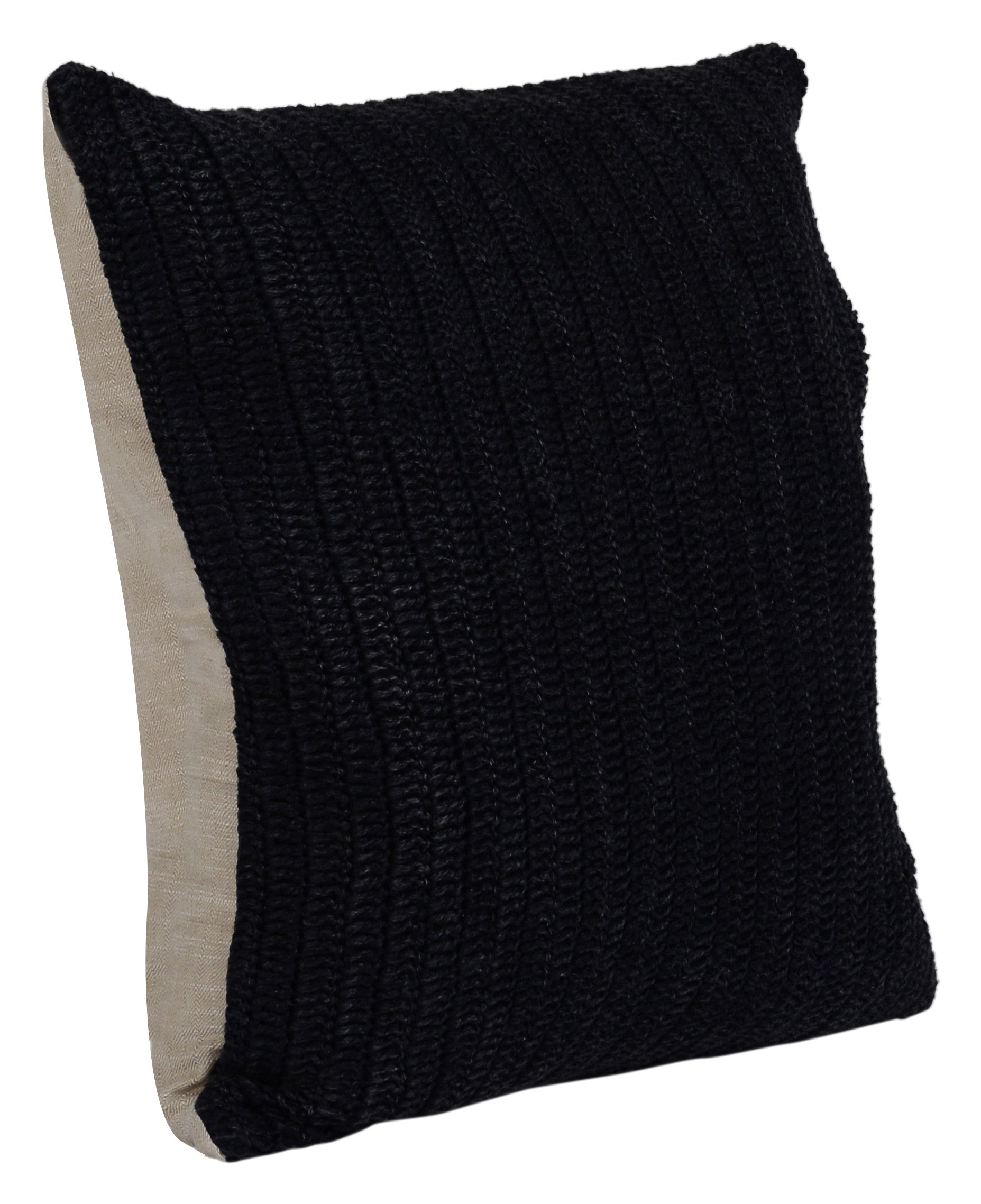 22" Black Linen Down Blend Throw Pillow