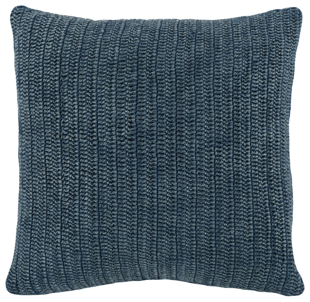 22" Blue Linen Down Blend Throw Pillow