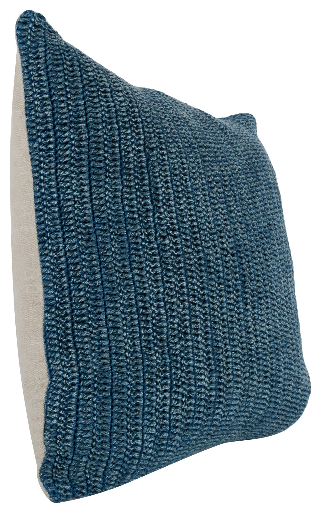 22" Blue Linen Down Blend Throw Pillow