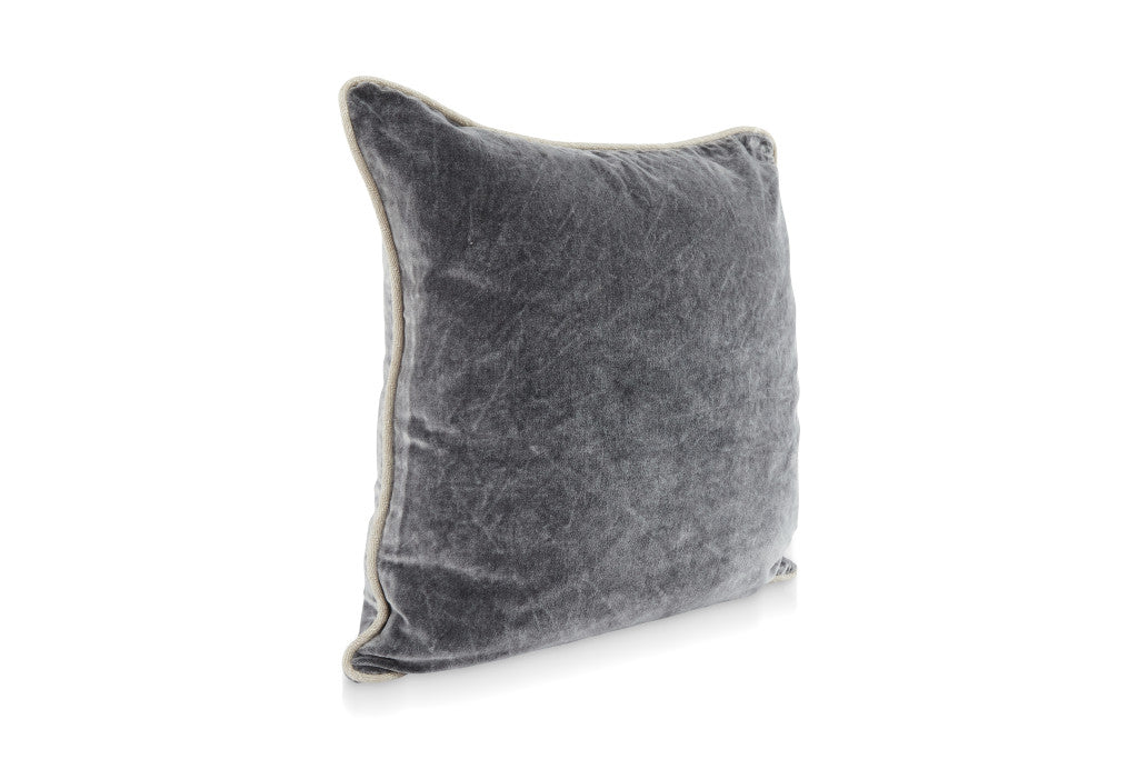 18" Gray Cotton Down Blend Throw Pillow