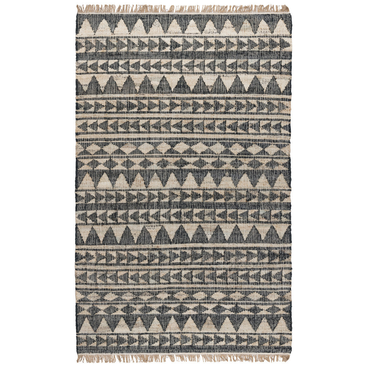 5' X 8' Charcoal Geometric Hand Woven Area Rug