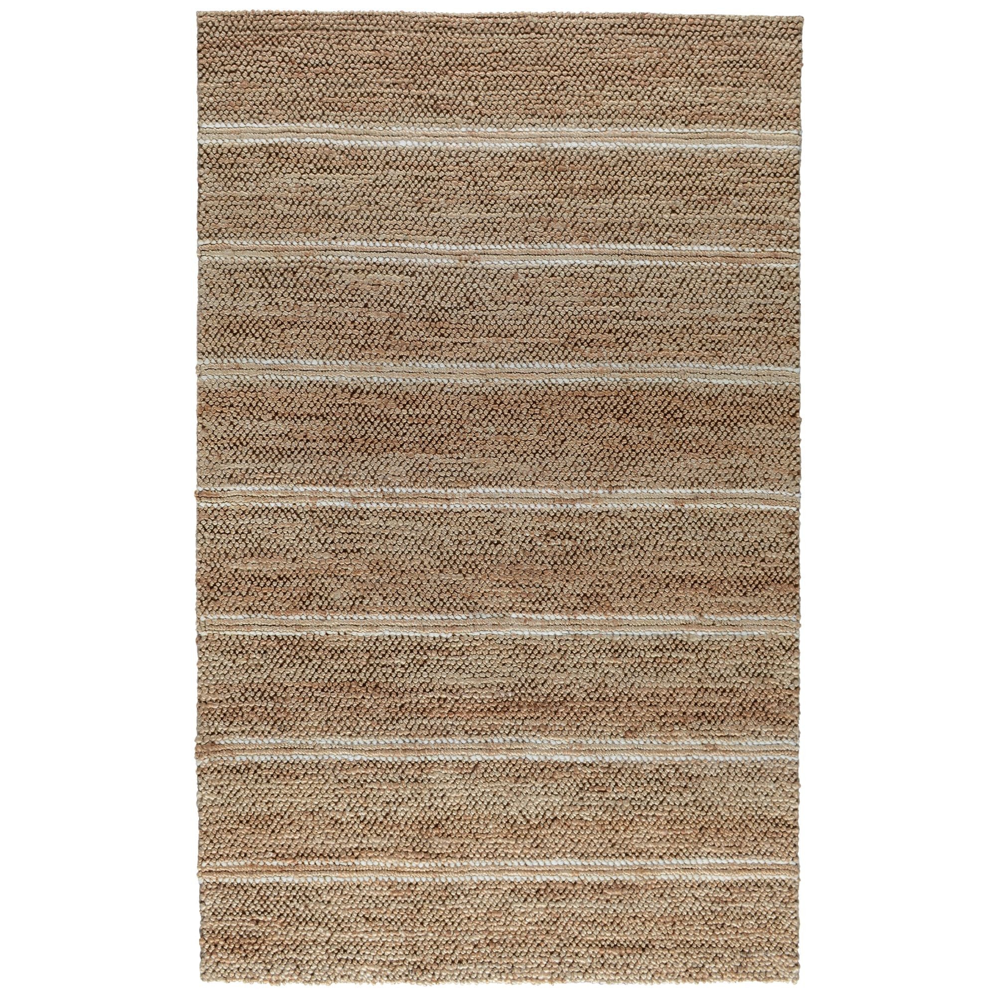 8' X 10' Charcoal Striped Hand Woven Area Rug