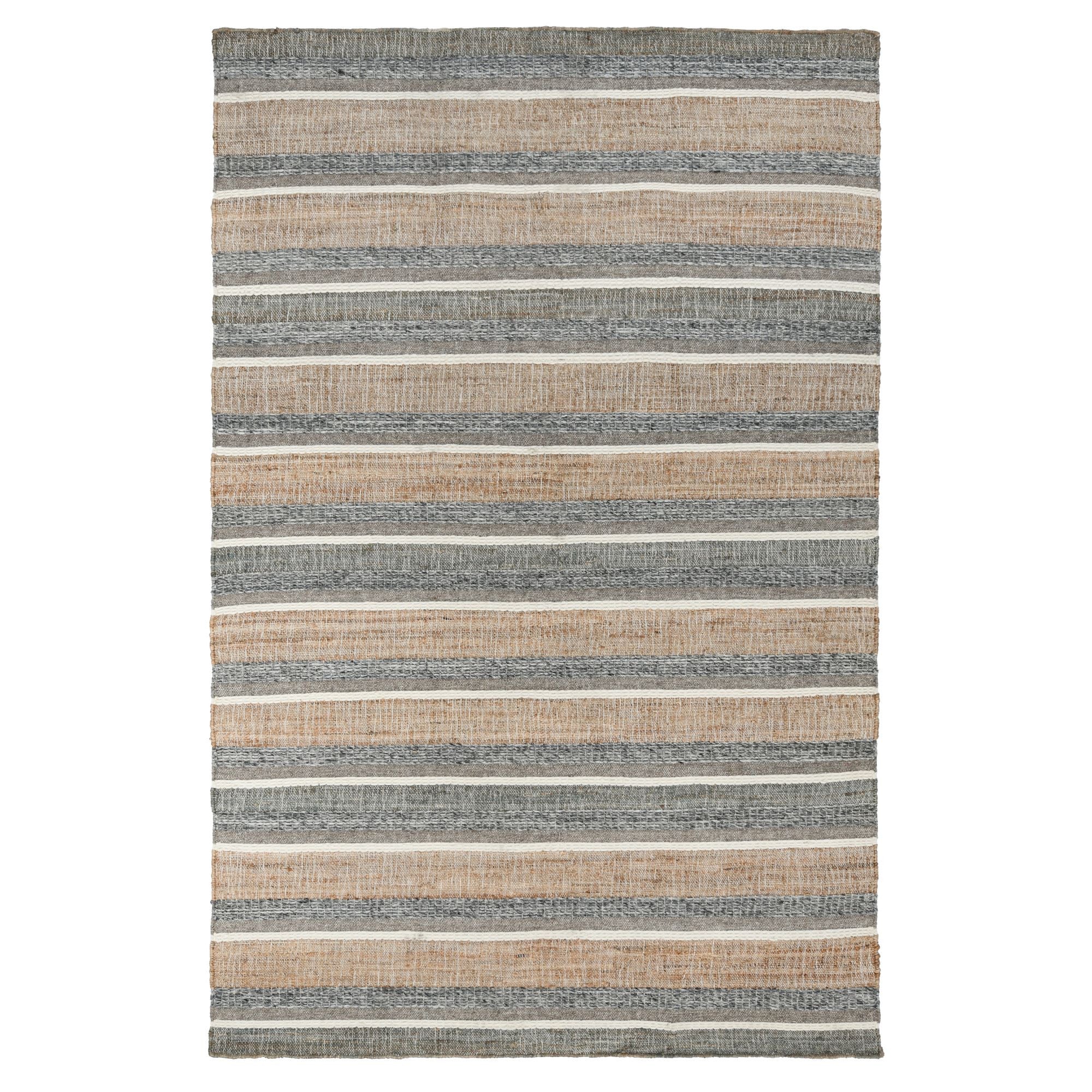 8' X 10' Blue Striped Hand Woven Area Rug