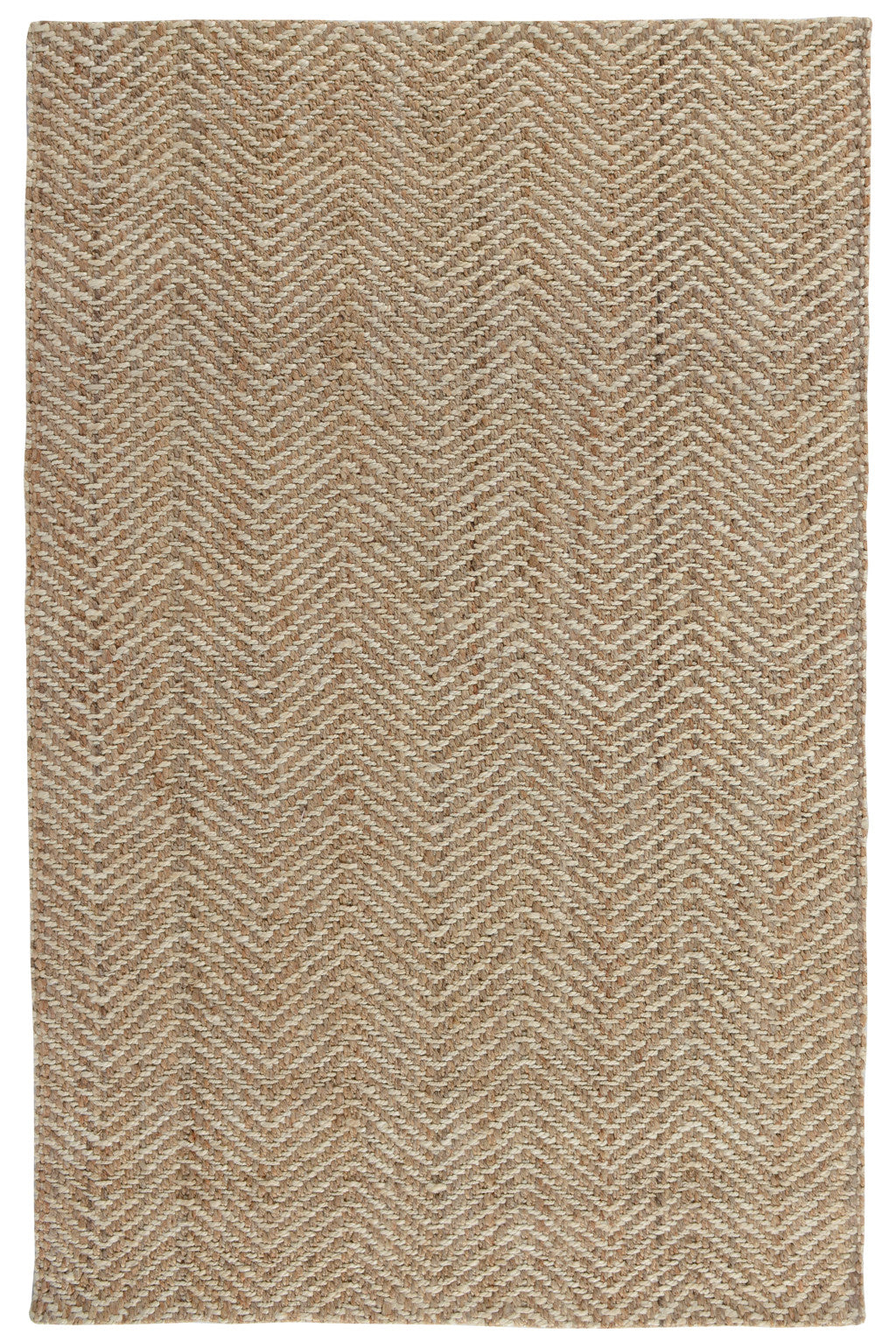 5' X 8' Ivory Chevron Hand Woven Area Rug