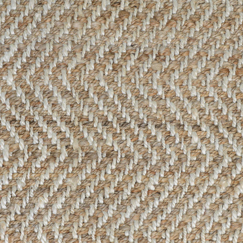 5' X 8' Ivory Chevron Hand Woven Area Rug