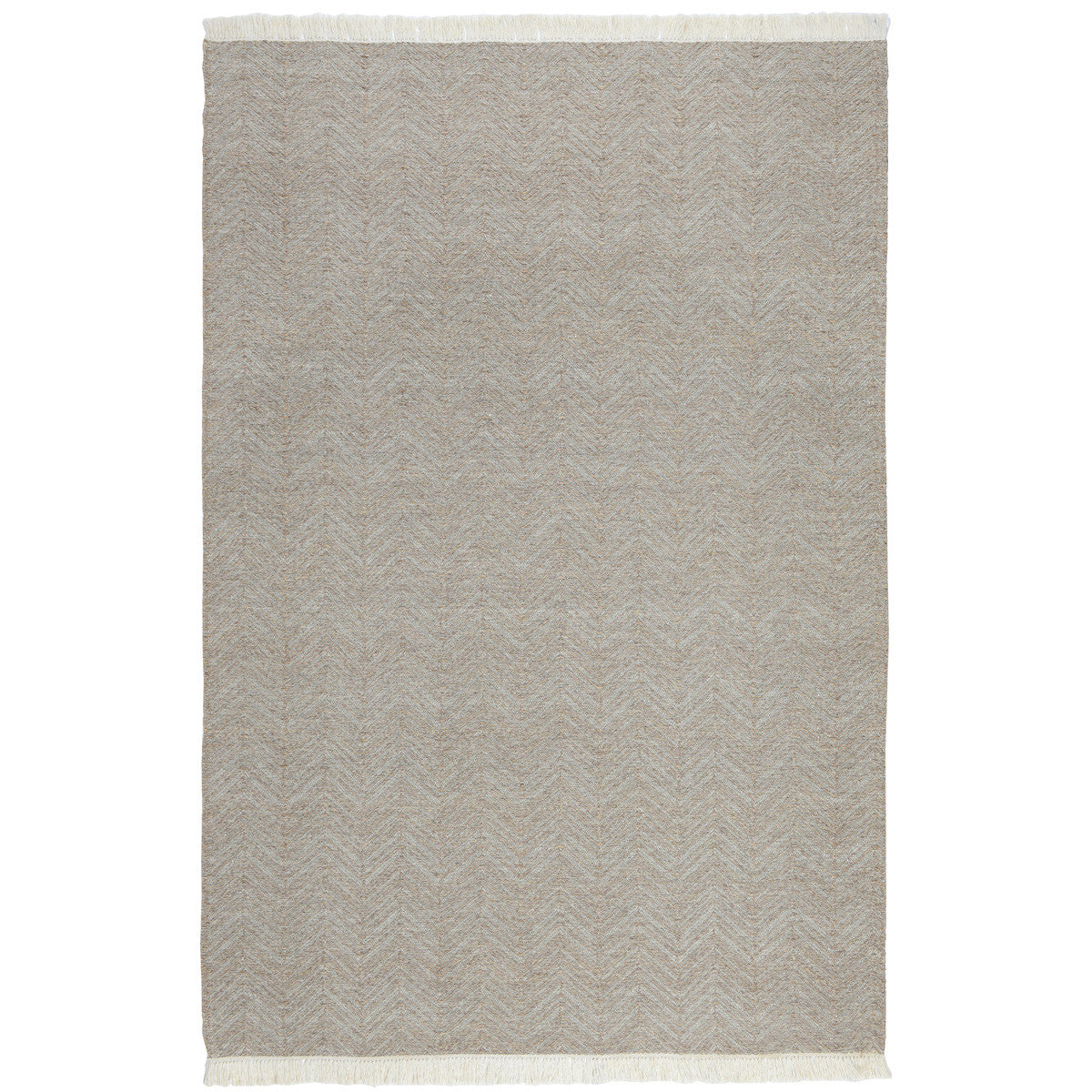 9' X 12' Tan Chevron Hand Woven Area Rug