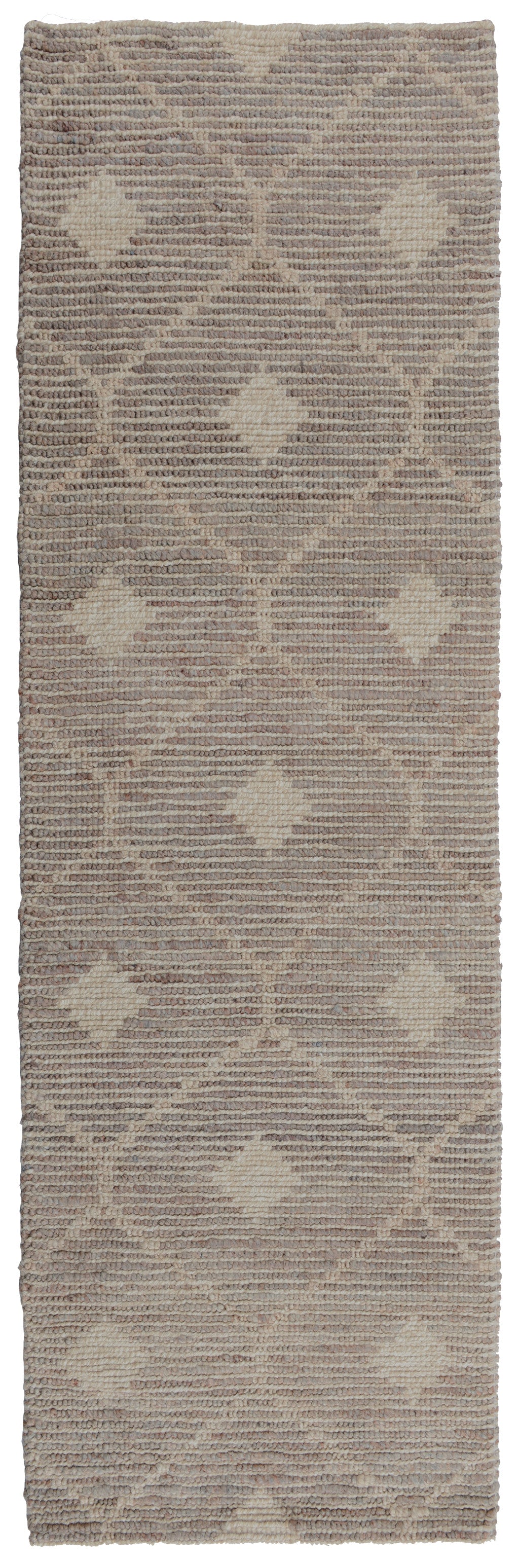 8' Gray Geometric Hand Woven Runner Rug