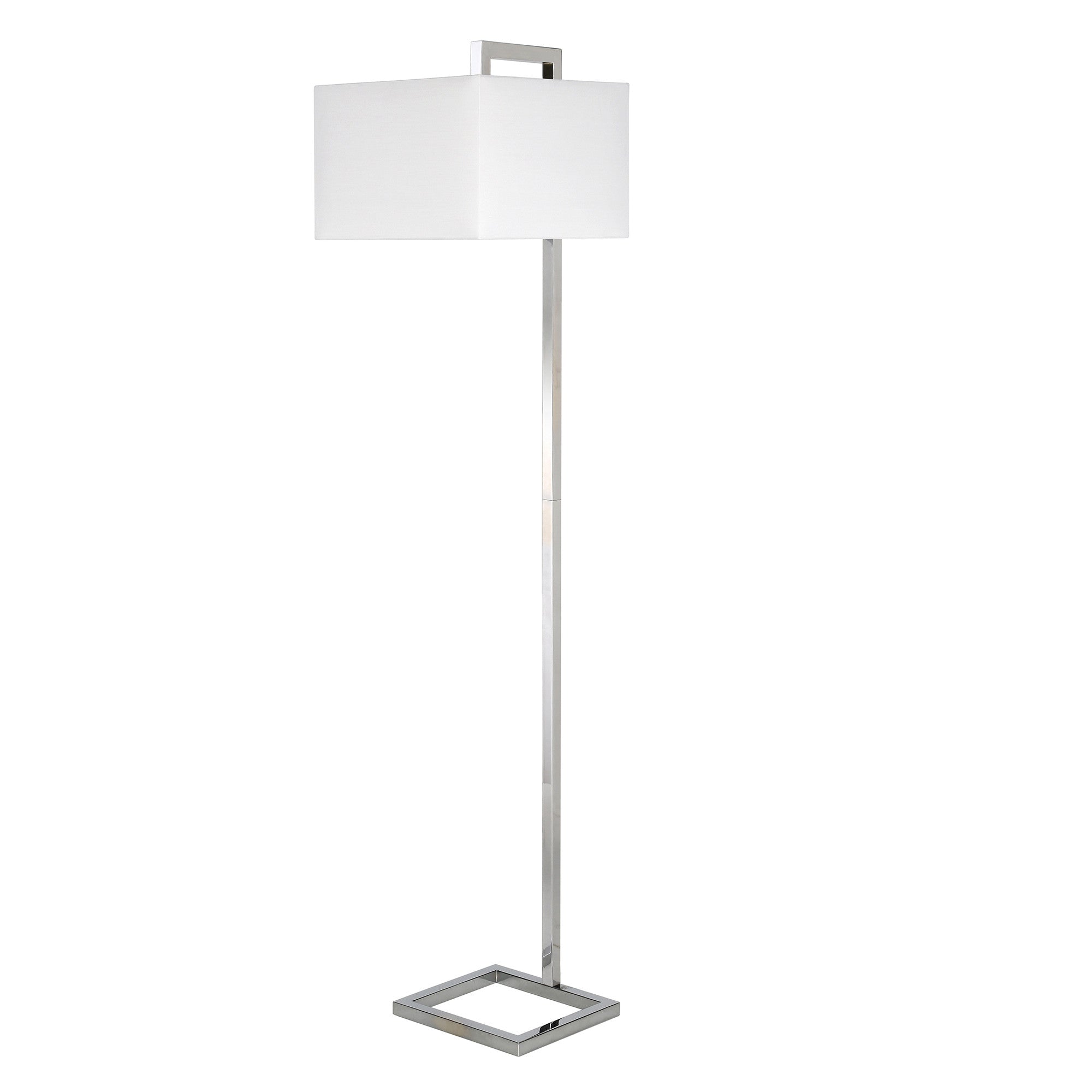 68" Nickel Floor Lamp With White Frosted Glass Rectangular Shade