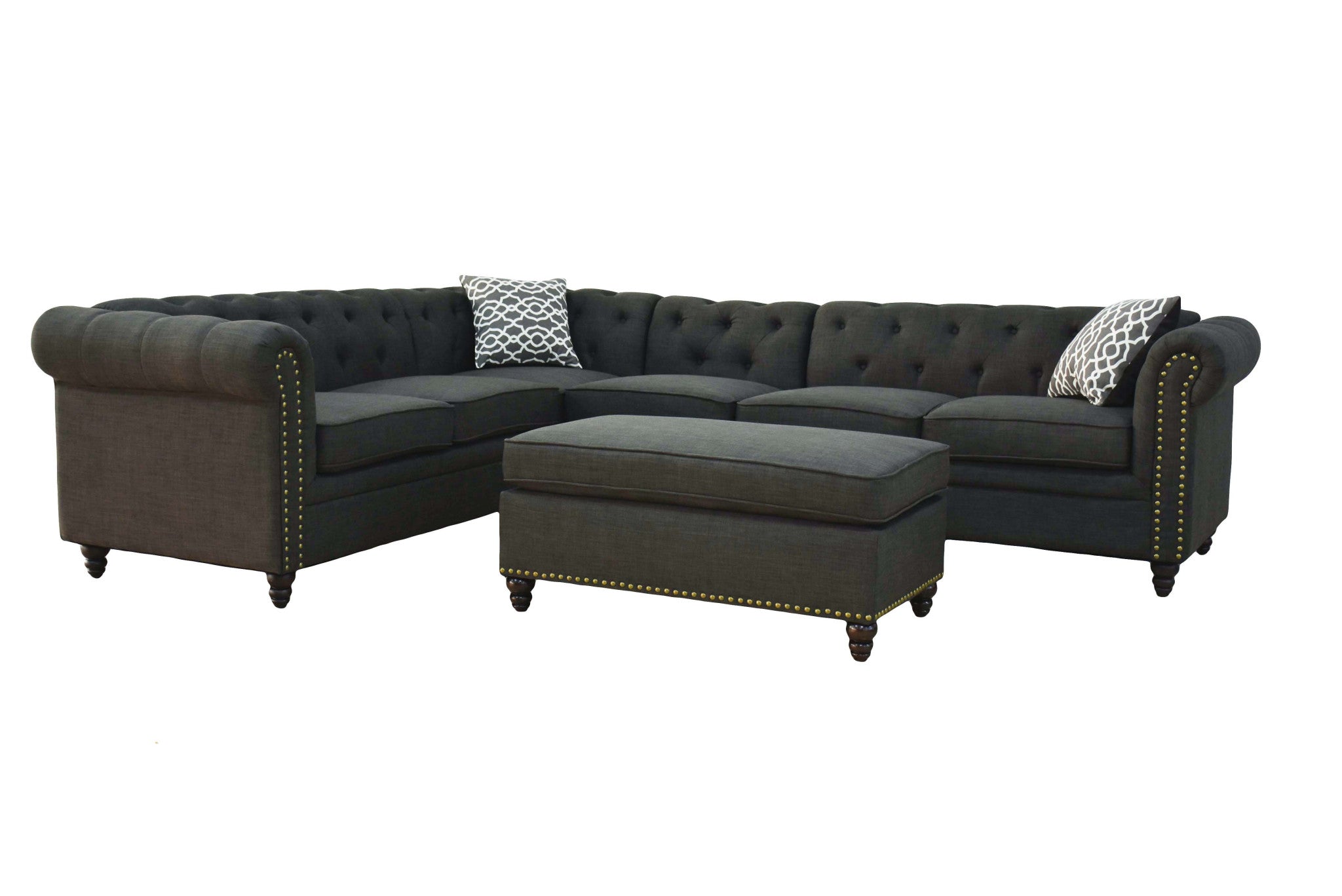 Charcoal Linen L Shaped Two Piece Corner Sectional