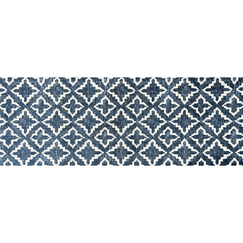 2' X 6' Navy Blue Moroccan Machine Tufted Runner Rug With UV Protection