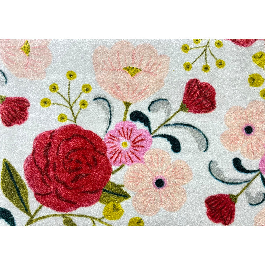 2' X 3' Red Floral Machine Tufted Area Rug With UV Protection