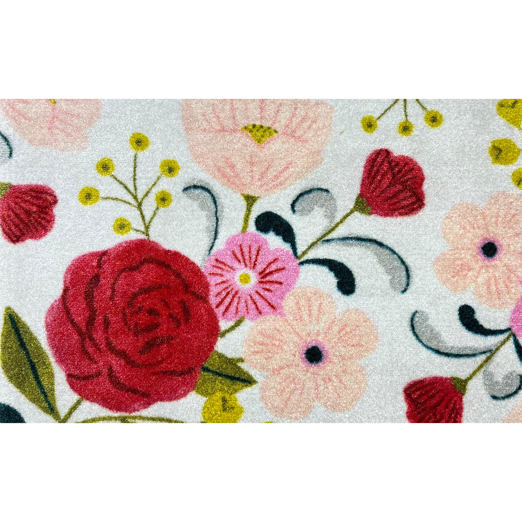 2' X 4' Red Floral Machine Tufted Area Rug With UV Protection