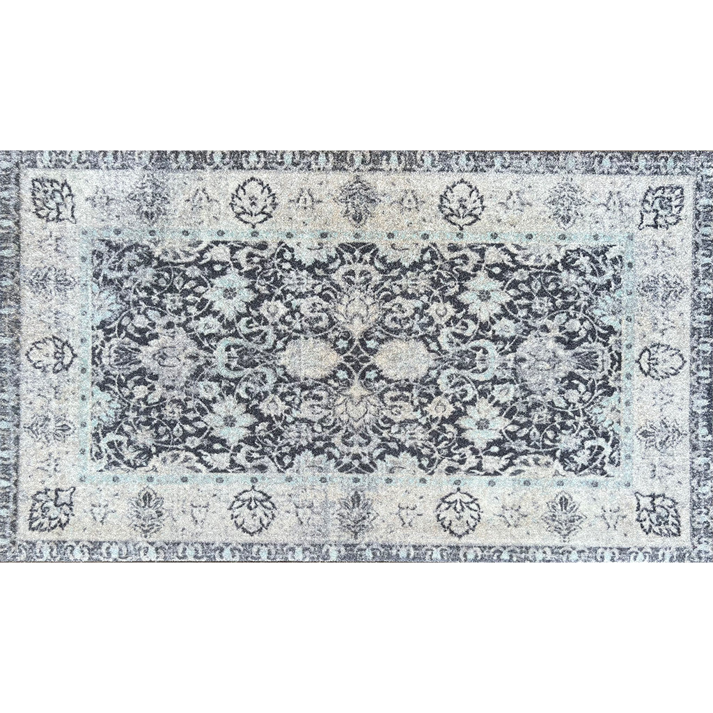 2' X 4' Gray Oriental Washable Area Rug With UV Protection