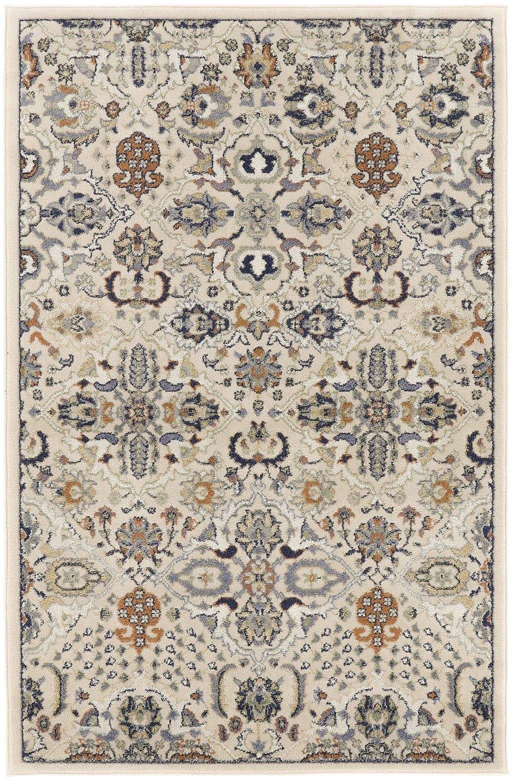 4' x 6' Green and Ivory Floral Power Loom Area Rug