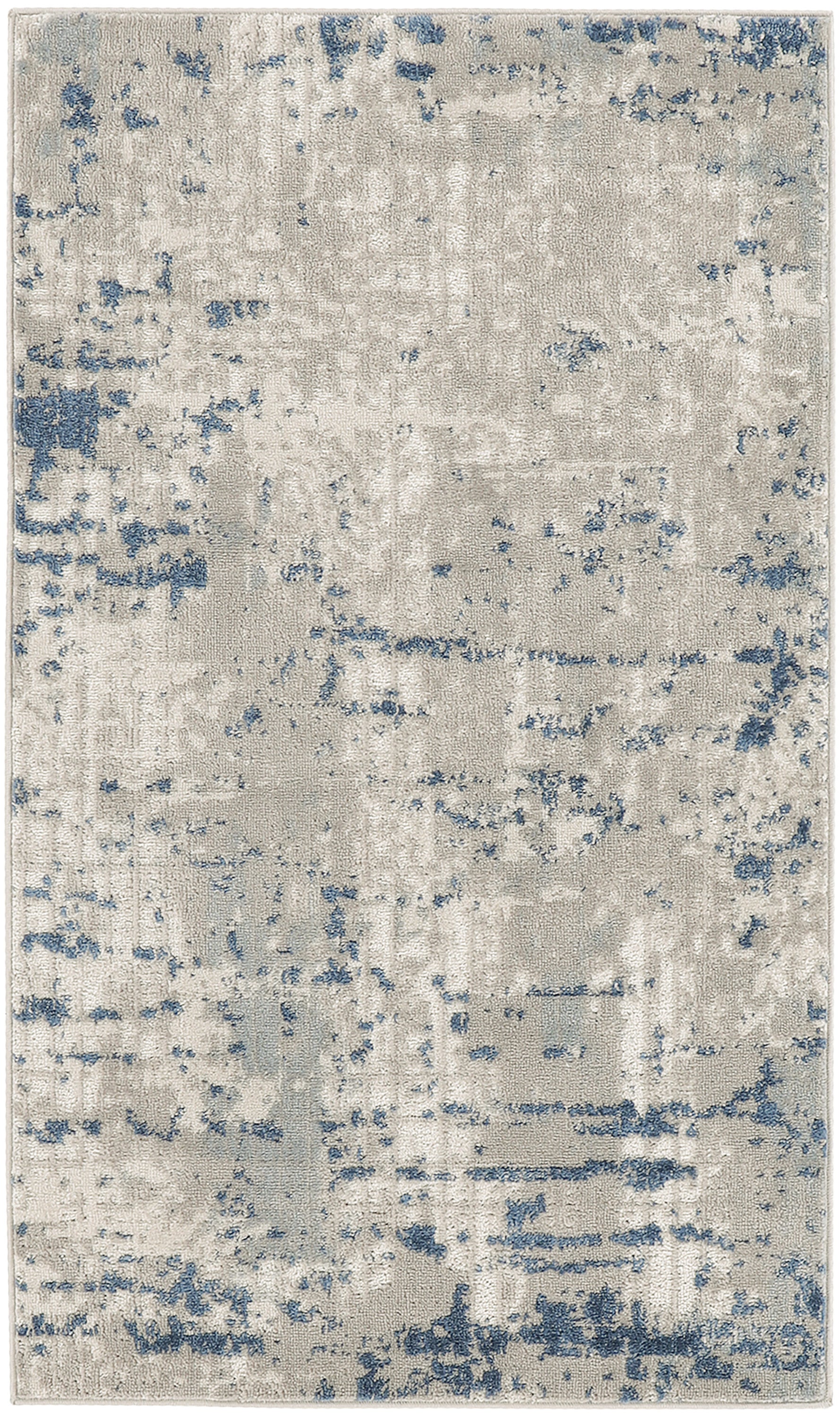 3' X 5' Blue and Gray Abstract Power Loom Area Rug