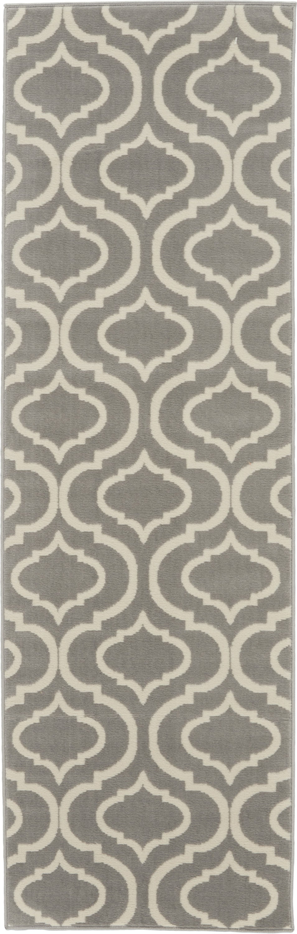 7' Gray Moroccan Power Loom Runner Rug